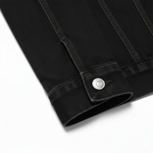 Denim 100% Algodón, 12oz, Denim Grueso y Elástico, Chaqueta de Denim Negra, Personalizable - Product Image 4