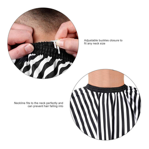 Capa de peluquería a rayas resistente al agua, capa de barbero para salón, patrón blanco y negro, capa textil para cortar el cabello con broches ajustables para salón - Product Image 5