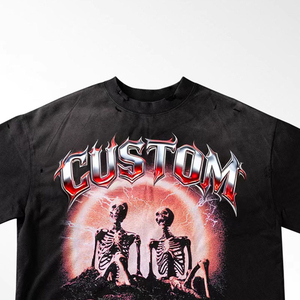 Custom <b>Gothic</b> Graphic <b>T</b> <b>Shirt</b> Oversized Skeleton Print Heavyweight Cotton Vintage Streetwear Private Label Manufacturer - Product Image 3