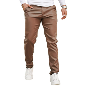 <b>Men's</b> PU <b>Leather</b> Straight Fit Casual <b>Trousers</b> Stylish Streetwear Bottoms Durable Fabric Comfortable Fit Modern Fashion - Product Image 1