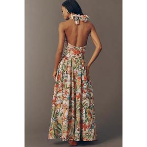 Vestido Maxi de Diseño Elegante con Silueta de Vestido de Gala, 100% Algodón, Cintura Natural y Bordado para Mujer - Product Image 2