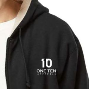 Black Sherpa <b>Lined</b> Zip Hooded Sweatshirt Heavyweight <b>Fleece</b> Hoodie Warm Full Zip <b>Jacket</b> Custom Logo Winter Casual Outdoor - Product Image 5