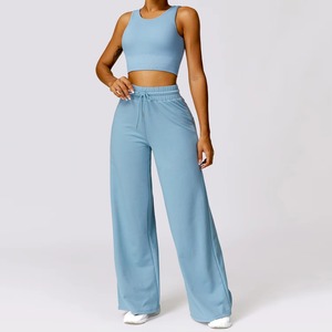 Wholesale Custom Women’s Yoga Set – Strappy Sports Bra & High Waist Tummy <b>Control</b> <b>Leggings</b> Gym Wear - Product Image 4