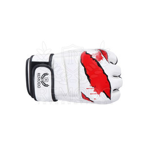 Gants de boxe et de Muay Thai personnalisés de qualité supérieure, imprimés, en cuir respirant, demi-doigts, avec fermeture Velcro au poignet, pour arts martiaux - Product Image 5