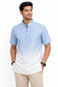 Best Quality Omri Cotton with Solid Shaded Readymade Half-Sleeve Mandarin Collar Short-<b>Kurta</b> Collection Supplier from Surat - Product Image 3