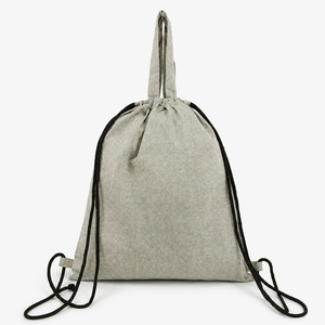 Recycled Cotton Melange <b>Drawstring</b> <b>Backpack</b> 38x42cm Custom Logo Gym Sack Eco Friendly Promotional Bag Wholesale OEM ODM Exporter - Product Image 4