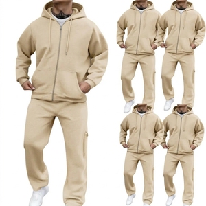 2026 Custom logo Men's Winter Sports Cotton Zip up Design Sportswear Tracksuit Manufacturer Sweatpants and Hoodie <b>Set</b> for Men - Product Image 1