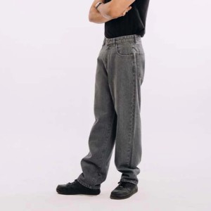 Jeans de Mezclilla para Hombre, Corte Recto, Cintura Media, Lavado a la Piedra, Ajuste Regular, Bordados, Transpirables, Estilo Casual Urbano, Otoño, Algodón - Product Image 1