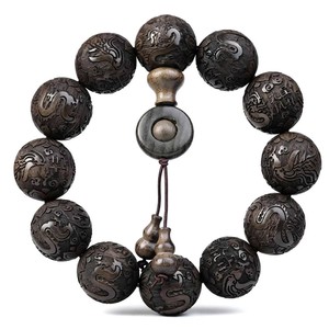 สร้อยข้อมือลูกประคำไม้สีเข้มทำมือ ขายส่ง - มอราบาดาบาด - Product Image 1