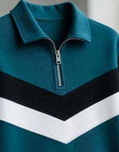 เสื้อสเวตเตอร์ครึ่งซิปผ้าเฟรนช์เทอร์รี่ยูนิเซ็กซ์ ONETEN APPARELS สำหรับชุดนักเรียนมัธยม 100% ผ้าฝ้าย สีเขียว ดำ ขาว ลายเชฟรอน - Product Image 4