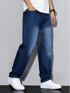 Jean en denim tissé pour homme - Style motard déchiré, éco-responsable, coupe large, idéal pour la randonnée et les voyages - Product Image 1