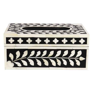 Handmade Bone Inlay <b>Floral</b> Tissue <b>Box</b> with Customized Color & Size for Home Hotel by blossom craft india - Product Image 2