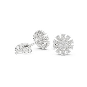 14K White <b>Gold</b> Round Lab-Grown Diamond Everyday Wear <b>Earrings</b> for Women | New Grown Diamond - Product Image 4