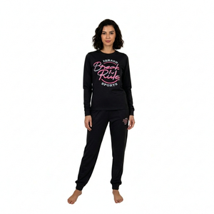 Conjunto de dos piezas de algodón sólido informal y moderno para mujer, transpirable, de secado rápido, para verano, camiseta y pantalón. - Product Image 1