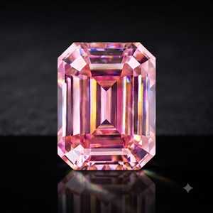 Pierre précieuse en moissanite rose naturelle, taille émeraude, pierre facettée en vrac pour la fabrication de bijoux, bague, collier, vente en gros - Product Image 4