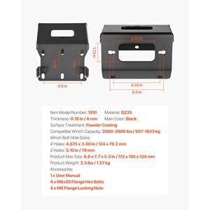 Soportes de Montaje para Cabrestante para Modelos Honda Foreman Rancher Rubicon (20) Select, Capacidad de Cabrestante de 2000-3600 Libras - Product Image 4