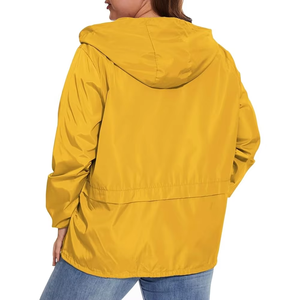 Yellow Hooded Waterproof Reversible <b>Quilted</b> <b>Jacket</b> Casual Loose Fit Zipper Closure Winter Wear Unisex <b>Pattern</b> - Product Image 2