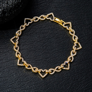 Bracelet unisexe de luxe plaqué or avec diamants, style hip-hop, chaîne tennis à maillons ronds taille brillant, ton argenté - Product Image 2