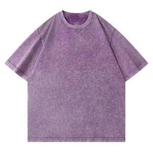 T-shirt en maille unie délavé à l'acide, personnalisable, 100 % coton, col rond, pour homme, style streetwear décontracté, écologique, vente en gros - Product Image 5