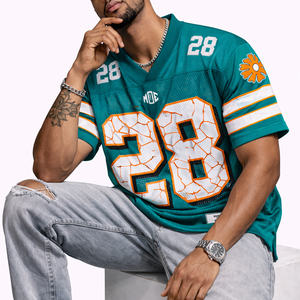 Camiseta Deportiva de Fútbol Americano para Hombre, Verde, de Malla, con Estampado de Número, Transpirable, de Poliéster, Ropa Deportiva de Equipo, Proveedor Mayorista OEM ODM - Product Image 4