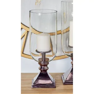 Luxury Handmade Gold <b>Candle</b> <b>Holder</b> with Premium Electroplated Brass CoatingZE-3330H Glass <b>Candle</b> Stand with <b>Silver</b> Base Column - Product Image 3