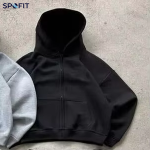 ชุดเซ็ตสตรีทแวร์สปอร์ตแวร์สีพื้นแบบยูนิเซ็กซ์ เสื้อฮู้ดซิปและกางเกงเอวยางยืด ผ้าฝ้าย 100% รับสกรีนโลโก้ - Product Image 3