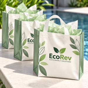 กระเป๋าหิ้วแบบใช้ซ้ำได้ EcoRev ECO55 ทำจากผ้าไม่ถักทอ ลายใบไม้ พร้อมโลโก้แบรนด์ตามสั่ง หูหิ้วยาวสำหรับธุรกิจและการช้อปปิ้ง - Product Image 4