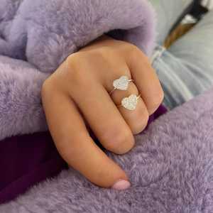 Anillo Apilable en Forma de Corazón con Diamantes, Corte Redondo, Cultivados en Laboratorio, para Uso Diario, Joyería Fina Elegante y de Lujo, Oro Sólido de 10k, 14k, 18k - Product Image 4