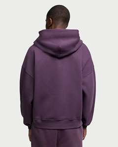 Sudadera con capucha y cremallera para hombre, color morado, de gran tamaño, de algodón grueso, de alta calidad, estilo casual y urbano. - Product Image 2