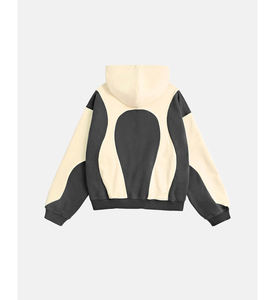 Sweat à capuche oversize avec logo frontal, style rétro, color block vintage, double couche en polaire polyester/coton, style hip hop - Product Image 2