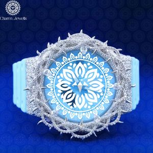 Montre de luxe Charm_Jewells en acier inoxydable, cadran analogique de 40 mm, verre saphir, montre mécanique pour homme, bracelet en silicone bleu - Product Image 2