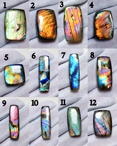 Vente en gros de pierres précieuses en vrac de labradorite naturelle de haute qualité, personnalisables, à effet multicolore changeant, cabochon ovale et poire pour la fabrication de bijoux - Product Image 1
