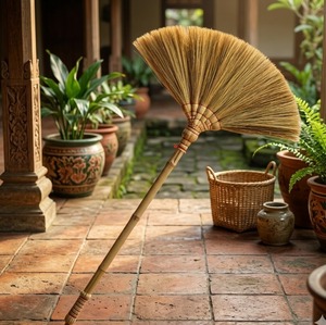 SMS Rayung Fiber <b>Broom</b> Bamboo <b>Handle</b> Eco-Friendly Classic Durable Outdoor Floor Sweeping - Product Image 2