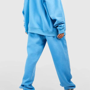 Ensemble de survêtement bleu pour femme, sweat-shirt à capuche à manches longues avec fermeture éclair, pantalon de jogging à taille élastique, style décontracté printemps, couleur unie - Product Image 3