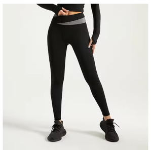 Custom Logo and Size Gym Wear Workout Fold Over Yoga <b>Pants</b> Sets Women Outdoor Comfort Stretch <b>Mesh</b> Cutout Yoga Leggings - Product Image 5