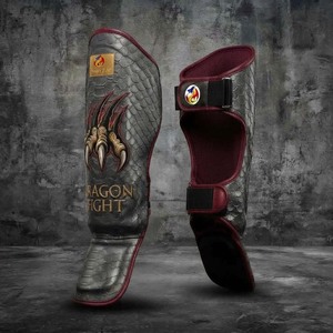 Precio al por mayor Nuevo estilo Alta calidad Muay Thai Kickboxing Boxeo Entrenamiento Espinilleras DF-MSGAg1 Cierre de cuero con gancho y bucle - Product Image 2