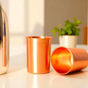 Copper drinking glasses antique finish premium ayurvedic wellness <b>cups</b> eco <b>reusable</b> durable for classic kitchen dining use - Product Image 1