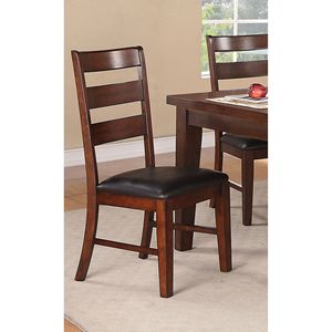 Set di 2 Sedie da Pranzo in Noce Anticato con Schienale a Scala e Cuscini, in Legno Massello, Stile Elegante Anticato - Product Image 1