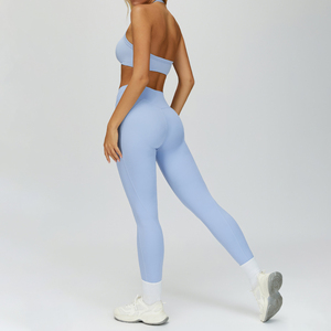 Solid Front Logo 4-Piece Athletic Sets for Girls & Women High Stretchy High Waist Leggings Gym Fitness Yoga Wear - Product Image 6