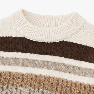 2026 Men's Striped Knitted <b>Pullover</b> <b>Sweater</b> Long Sleeve Regular Fit Autumn Wear 100% Acrylic Material - Product Image 6