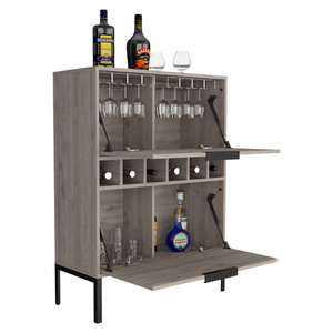 DEPOT E SHOP Mobile Bar a Due Ante Grigio Chiaro, Soluzione di Stoccaggio Flessibile, Funzionale ed Elegante - Product Image 4