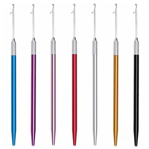 Multicolor Metal Handle Hair Extension Loop <b>Threader</b> Latch Hook Pulling <b>Needle</b> Tool Set For Micro Ring Salon Accessories - Product Image 1