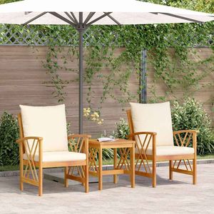 Conjunto de sofás de jardín de 3 piezas, madera maciza de acacia, acabado con aceite natural - Product Image 1
