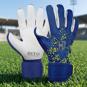 New Arrival Blue Front Palm 4mm German Latex Gloves Sublimation Print Thumb Wrap High Foam Latex Elastic Attached Strap - Product Image 3