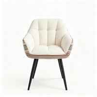 Chaise de salle à manger moderne en tissu rembourré avec rotation à 360° °   Pieds pivotants en bois de hêtre