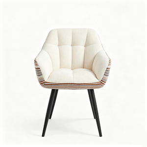Chaise de salle à manger moderne en tissu rembourré avec rotation à 360° °   Pieds pivotants en bois de hêtre - Product Image 3