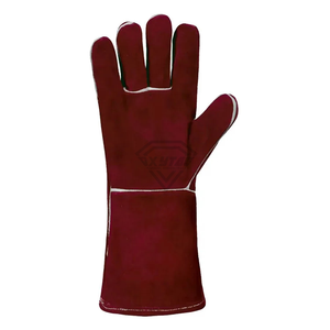 Guantes de soldadura de cuero resistente, resistentes al calor, protección de seguridad para las manos, para trabajos de soldadura en construcción industrial. - Product Image 6