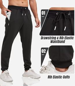 Lightweight Men's Mid Waist Eco-Friendly Waterproof 100% Cotton Fleece <b>Jogger</b> Pants Drawstring Closure <b>Zip</b> <b>Pocket</b> Casual Autumn - Product Image 3