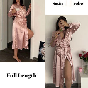 Batas de satén de seda/algodón para mujer, de secado rápido, transpirables y elegantes, con diseño personalizable, logotipo frontal y tejido de punto, ideales para verano y primavera. - Product Image 5