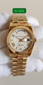 Reloj Deportivo de Lujo Mecánico de 36 mm, Esfera Blanca con Números Romanos, Cierre Oculto, Alta Calidad - Product Image 2